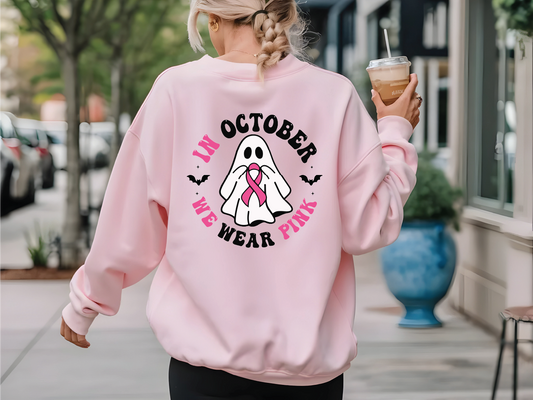 Pink October Ghost Adult Sweatshirt