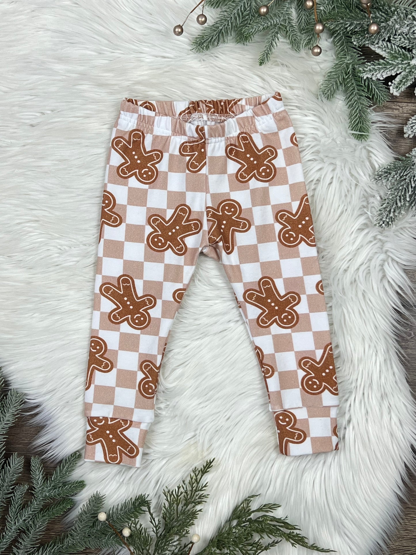 Checkered Gingerbread Man Leggings