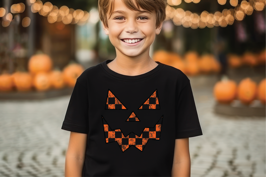 Checkered Jack-o-lantern Bodysuit or T-Shirt