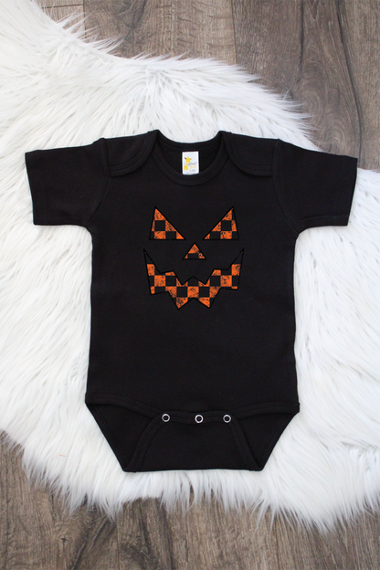 Checkered Jack-o-lantern Bodysuit or T-Shirt