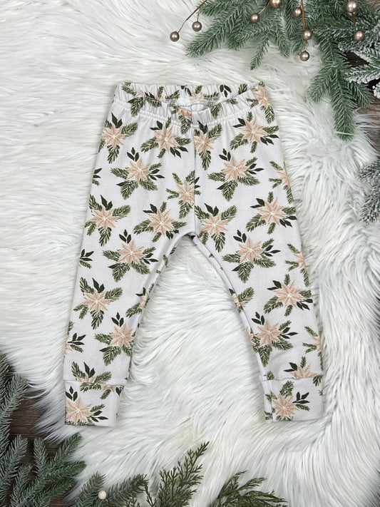 Cream Poinsettia Leggings