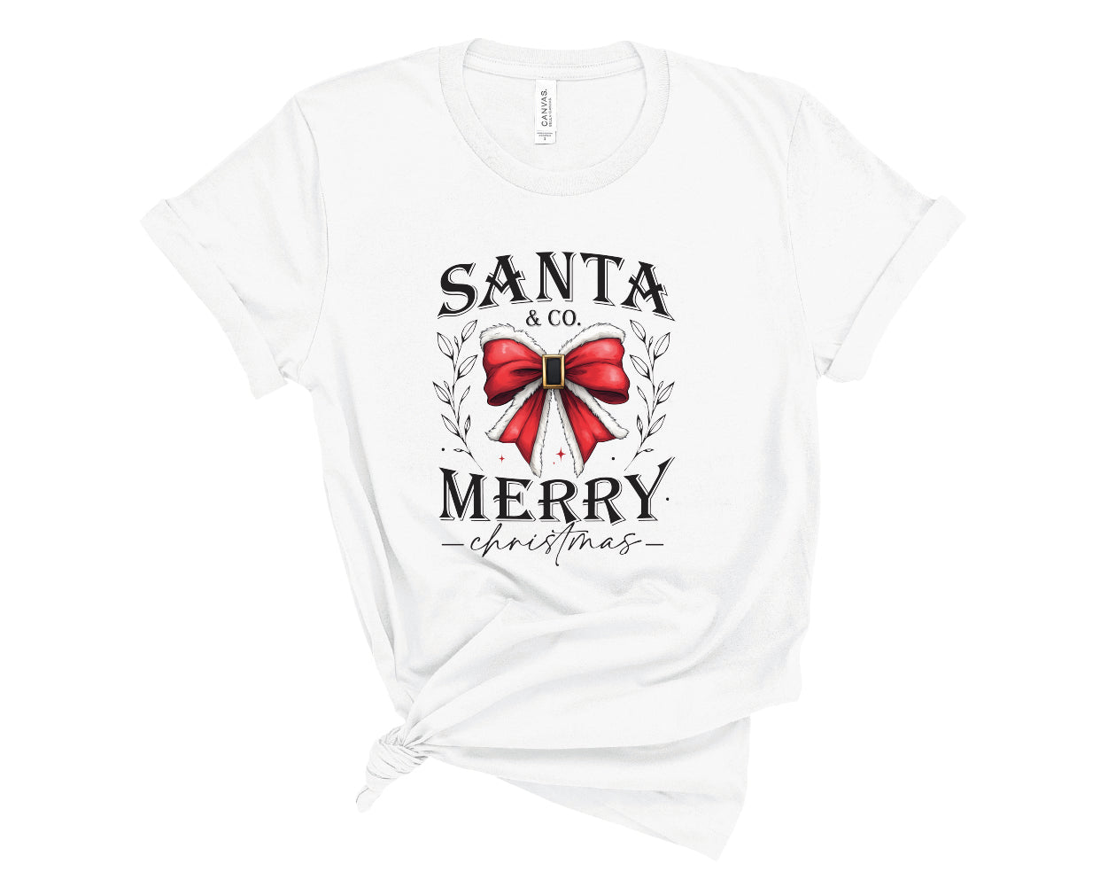 White Christmas T-shirt that says Santa and Co Merry Christmas